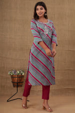 Cotton Multi Color Printed and Embroidered Kurta Pant Set