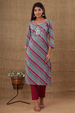 Cotton Multi Color Printed and Embroidered Kurta Pant Set