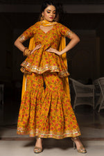 Cotton Yellow Hand Block Print Sharara Set - Ria Fashions