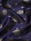 Navy Blue & Golden Silk Blend Ethnic Motif Woven Design Banarasi Saree