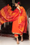 Cotton Orange Suit Set with Bandhani Print Duptta - Ria Fashions