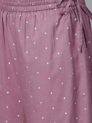 Ready Made Mauve & Silver Yoke Design Kurta with Palazzo - Ria Fashions