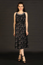 Black Floral Printed Gown with Jacket - Ria Fashions