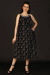 Black Floral Printed Gown with Jacket - Ria Fashions