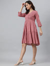 Solid Pink Cotton Dress - Ria Fashions