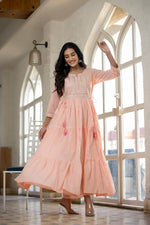 Cotton Pink Mirror Detailing Gown - Ria Fashions