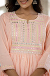 Cotton Pink Mirror Detailing Gown - Ria Fashions