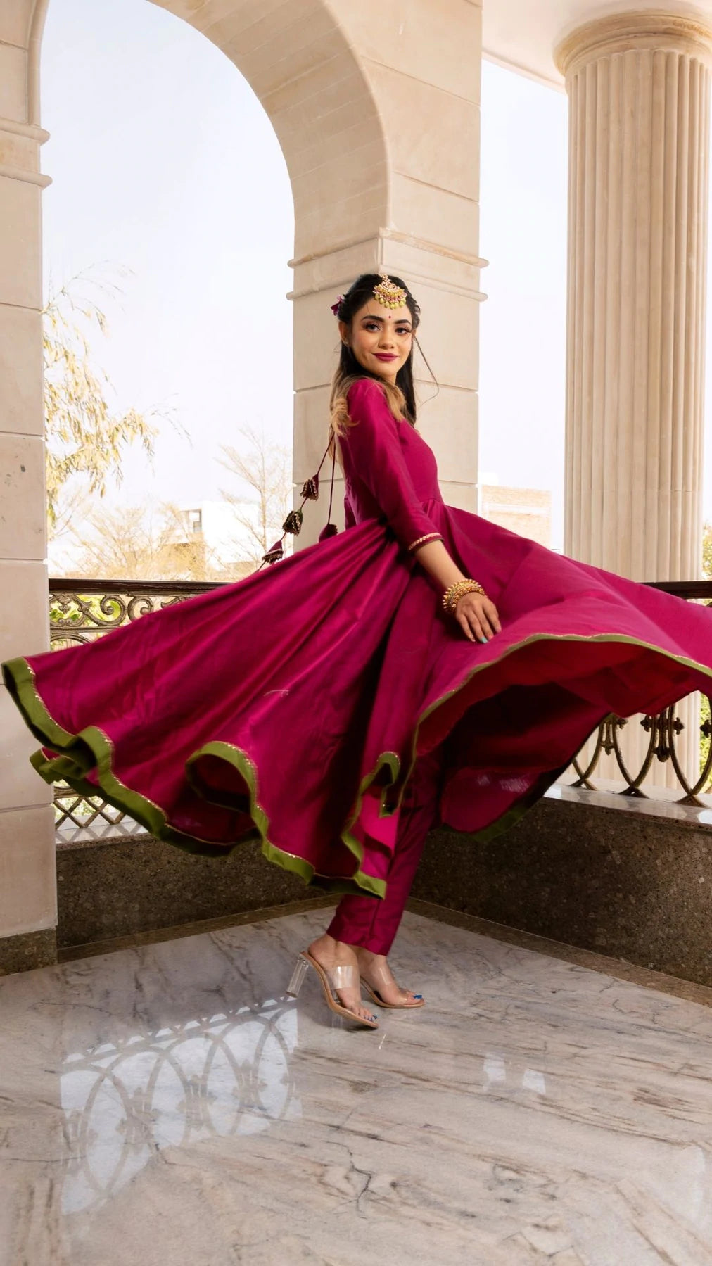 Solid Pink Cotton Silk Anarkali Suit Set | Indian Ethnic wear online USA Ria Fashions Solid Pink Cotton Silk Anarkali Suit Set | Indian Ethnic wear online USA Ria Fashions