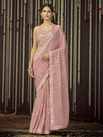Pink Embroidred Art Silk Georgette Saree with Art Silk Blouse