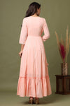 Cotton Pink Embroidery & Mirror Detailing Gown - Ria Fashions