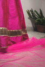 Pink Taffeta Silk Lehenga Set with Soft Net - Ria Fashions