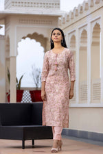 Modal Silk Pink Floral Print Suit Set with Dupatta - Ria Fashions