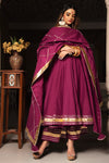 Solid Pure Cotton Purple Anarkali Suit Set - Ria Fashions