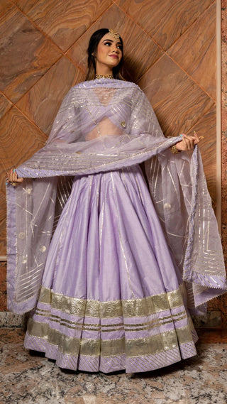 Solid Purple Cotton Silk Lehenga Set - Ria Fashions