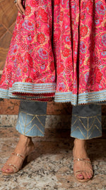 Cotton Pink Printed Anarkali Suit Set - Ria Fashions
