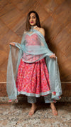 Cotton Pink Printed Anarkali Suit Set - Ria Fashions