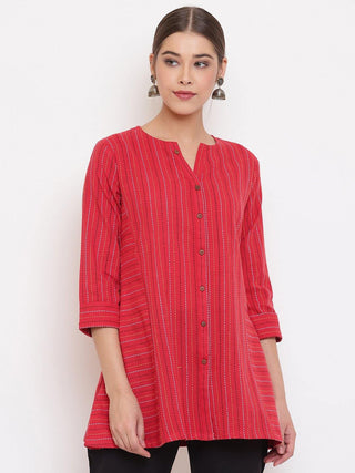 Cotton Red Printed Tunic