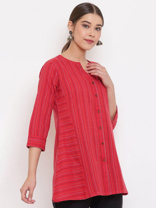Cotton Red Printed Tunic