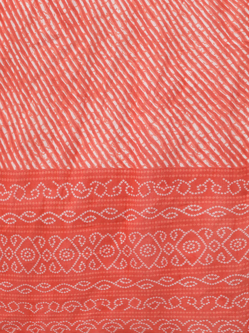 Red Viscose Rayon Leheriya Print Suit Set with Voile Dupatta