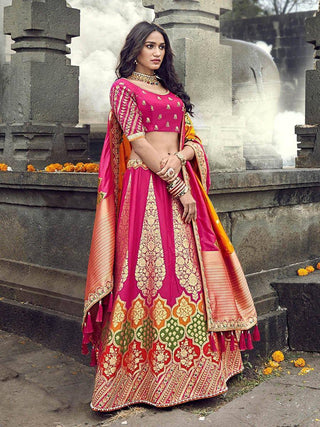 Pink Silk Bridal Lehenga Choli - Ria Fashions