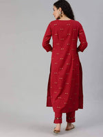 Red & Yellow Printed Kurta with Trousers Online - RiaFashions - Ria Fashions