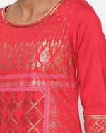 Cotton Pink Printed Straight Kurta - Ria Fashions