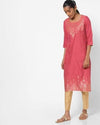 Pink Printed Straight Kurta - Ria Fashions