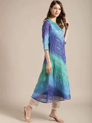 Shades of Blue Gotta Patti Kurta - Ria Fashions