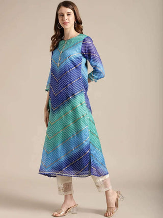 Shades of Blue Gotta Patti Kurta - Ria Fashions