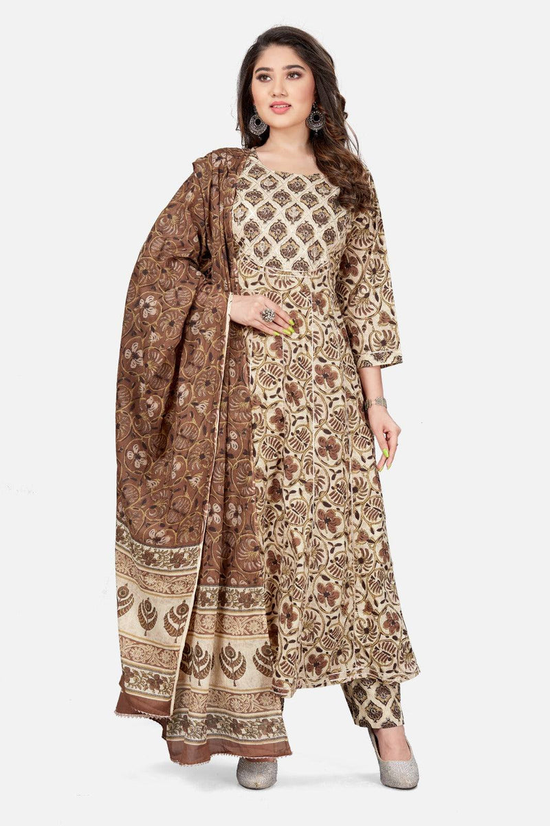 Premium Cotton Block Print Anarkali Set - Ria Fashions