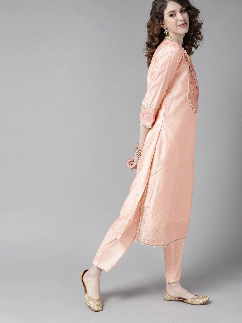 Peach Kurta Suit Set with Dupatta - Ria Fashions