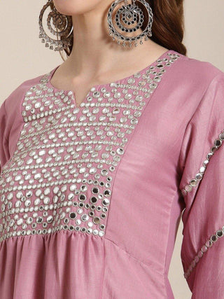 Pink Kurta Suit Set with Dupatta - Ria Fashions