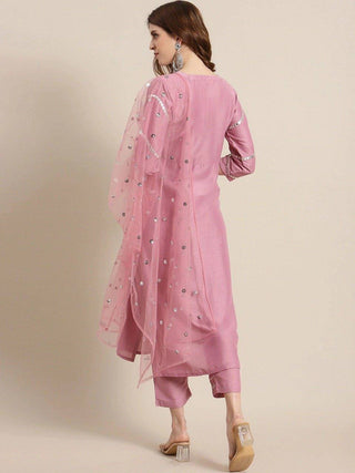 Pink Kurta Suit Set with Dupatta - Ria Fashions