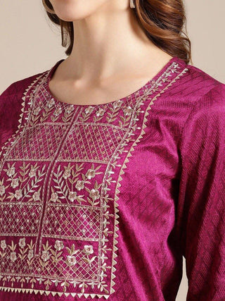 Pink Yoke Design Suit Set with Dupatta - Ria Fashions