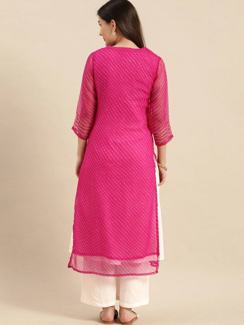 Pink Gota Patti Work Kurta - Ria Fashions