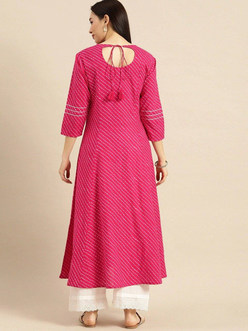 Pink Layered Print Kurta - Ria Fashions