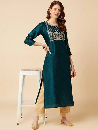 Blue Yoke Design Kurta - Ria Fashions