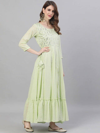 Green Anarkali Style Kurta - Ria Fashions