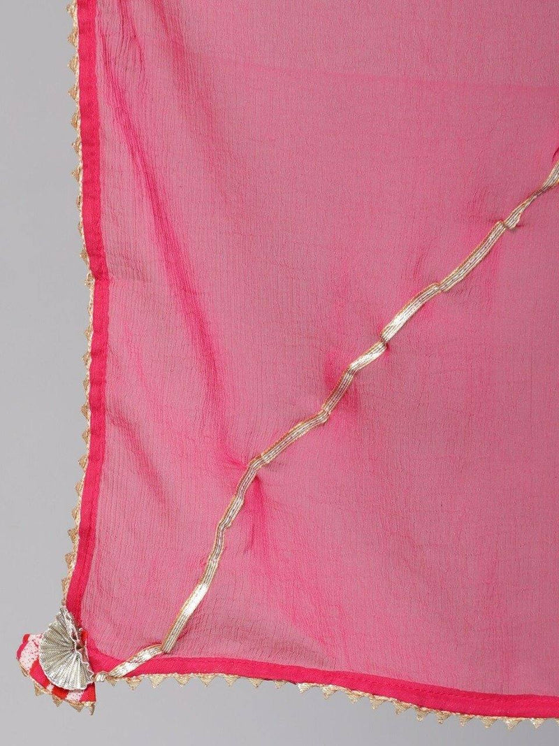 Pink Bandhani Print Suit Set with Dupatta - Ria Fashions