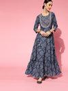 Blue Bandhani Print Anarkali Kurta - Ria Fashions