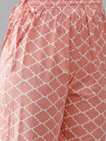 Pink Ethnic Motifs Printed Straight Pure Cotton Kurta with Palazzo (2 piece) - Ria Fashions