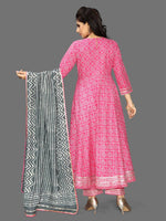 Premium Cotton Bandhani Print Anarkali Set With Gotta Patti Work And Cotton Dupatta - Ria Fashions