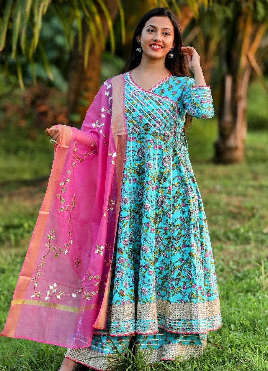 angrakha style maxi dress Buy BLACK SCISSOR Fit and Flared Angrakha Style Maxi Dress Online