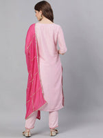 Pink Embroidered Suit Set with Dupatta - Ria Fashions