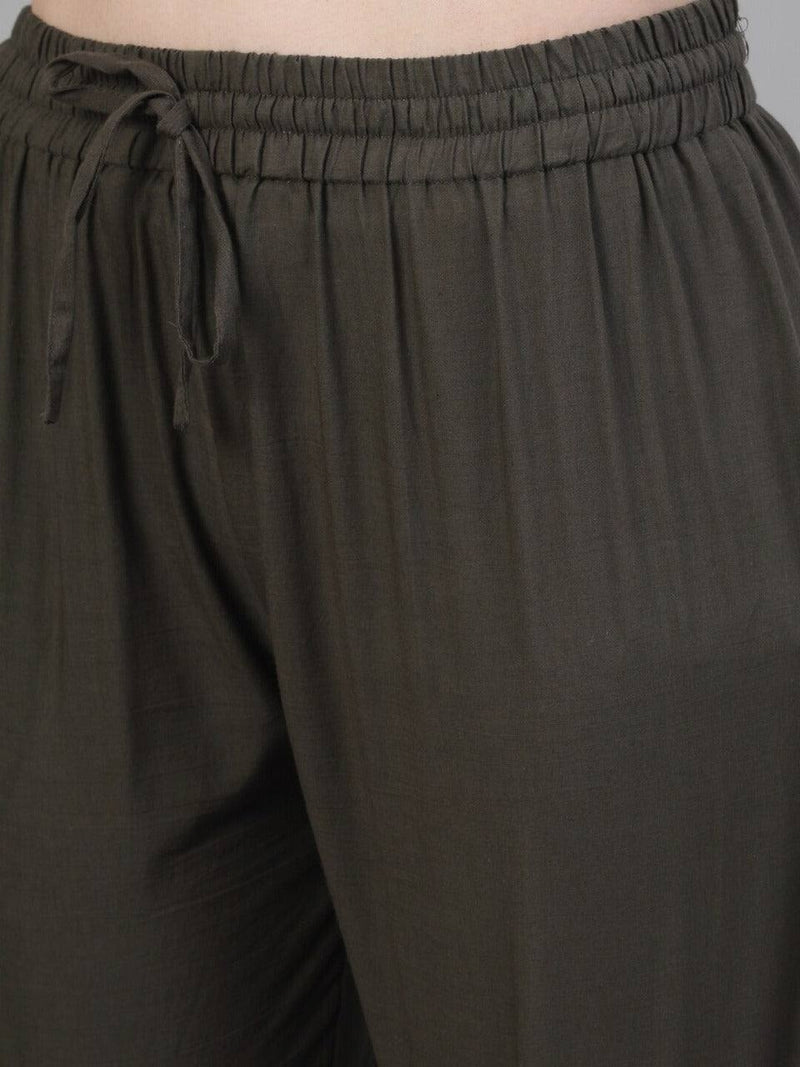 Olive Green Kurta Trouser Set with Dupatta - Ria Fashions