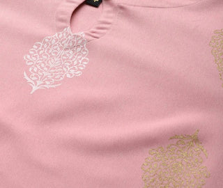 Rayon Pink Printed Kurta Palazzo Set - Ria Fashions