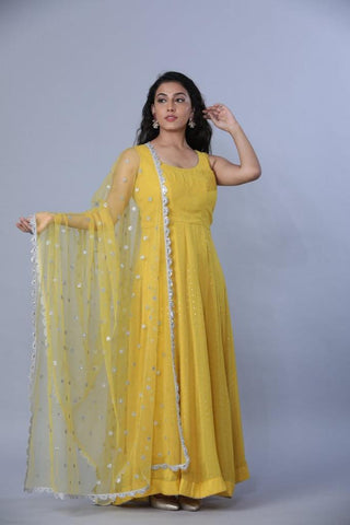 Georgette Gown With Dupatta