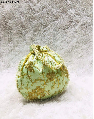 Pista Green & Golden Gota Detailing Potli Bag