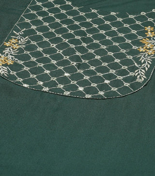 Rayon Green Ethnic Motif Embroidered Kurta