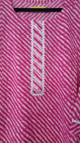 Premium Quality Printed Cotton Kurta With Lace Detailing